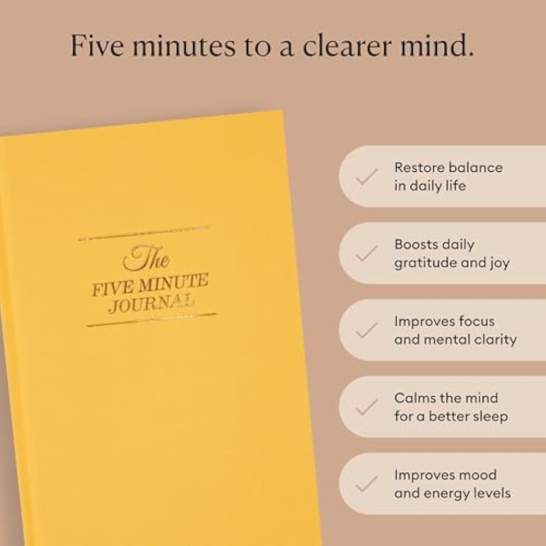 Intelligent Change: The Five Minute Journal - Daily Gratitude Journal for Happiness, Mindfulness, and Reflection - Undated Life Planner (Sunshine Yellow)