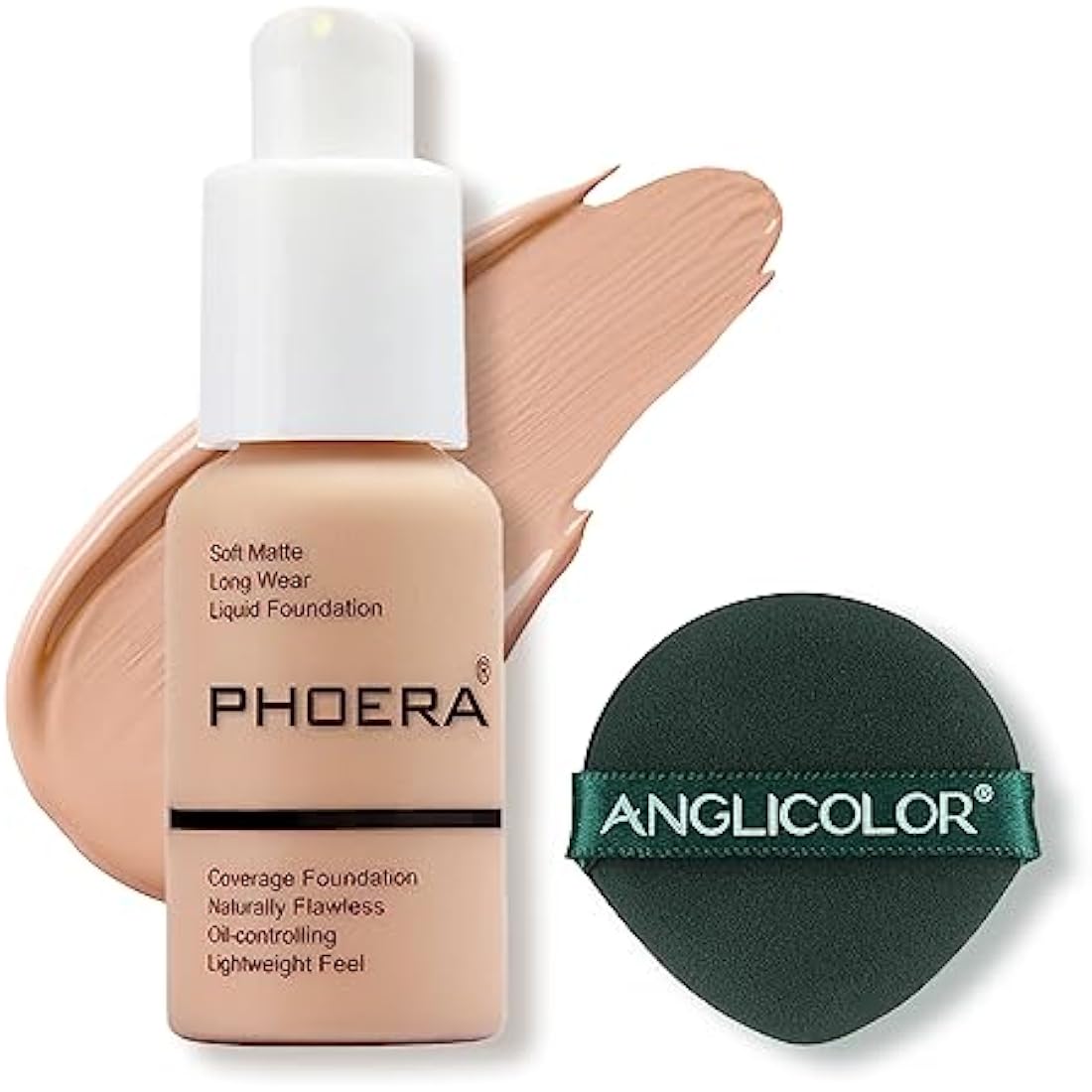 Aquapurity Phoera® Full Coverage Foundation Soft Matte Oil Control Concealer 30ml Flawless Cream Smooth Long Lasting (103 WARM PEACH)