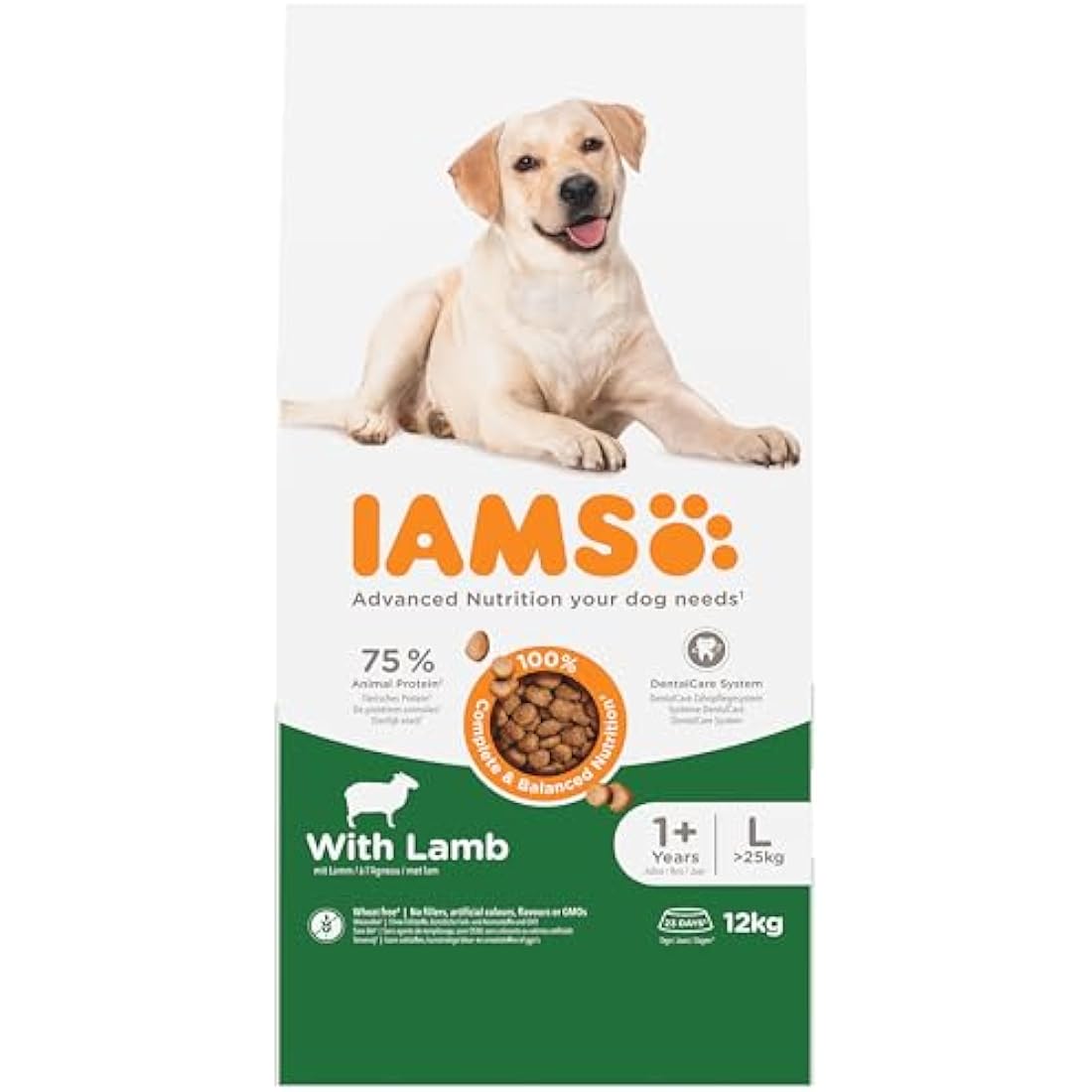 IAMS Adult Large Complete Dry Dog Food Lamb 12kg - With DentalCare System