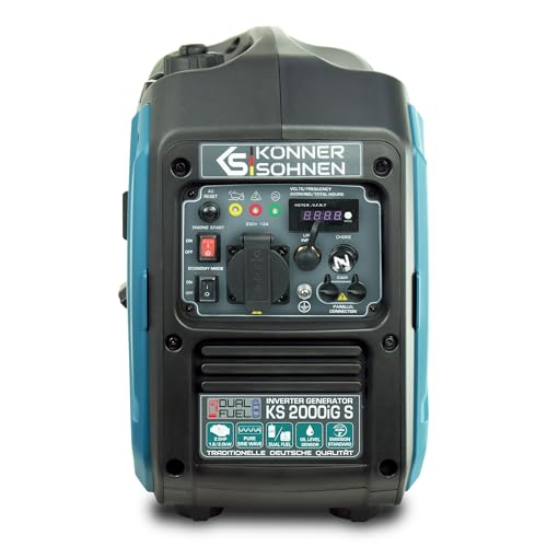 Könner & Söhnen KS 3100iG S portable LPG/petrol inverter generator 3100 W,UK Plug Socket 1x13 A (230 V), 2 USB ports,copper winding,silent inverter generator,dual fuel generator