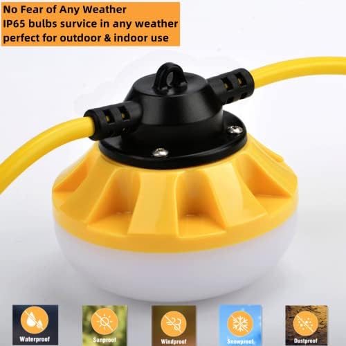 LED Work Light 100FT 100W Construction String Light 10 Integrated Lights 5000LM IP66 Waterproof LED Security Light Industrial Grade for Construction Sites Docks Fishing Boat Tunnel [Energy Class F]