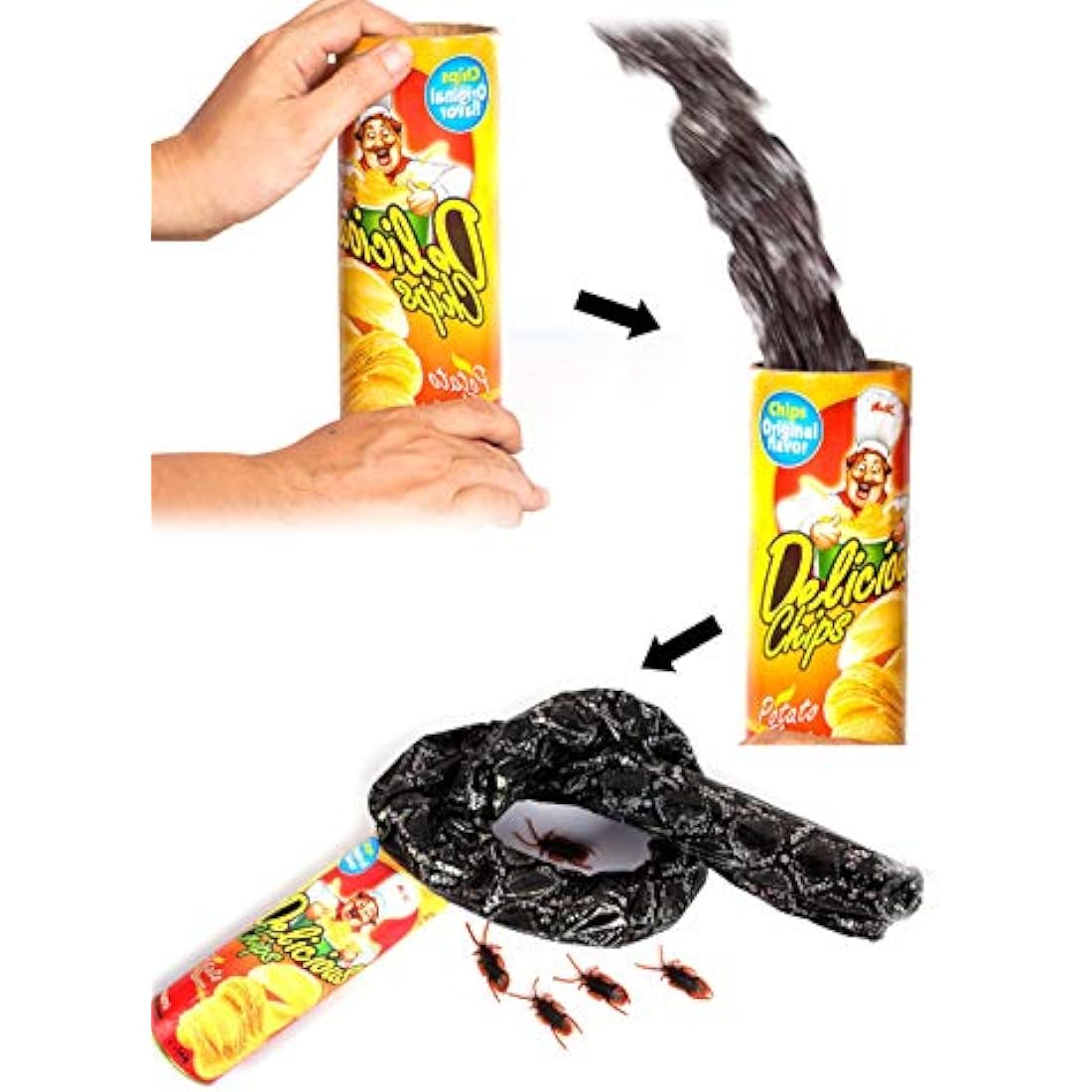 Potato Chip Snake Can Snake Joke Toys Funny Spring Snake Can Jumping Snake for Prank Props as April Fool's Day Gift or Party Decoration