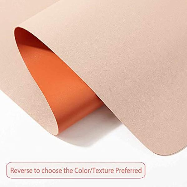 DOBAOJIA Desk Pad XX-Large, Desk Mat, Desk Blotter, Laptop Pad, Extended Mouse Mat, Mouse Pad XXL, Writing Pad for Office/Home, Dual-Side Use PU Leather Waterproof 35.4" X 16.9"(Beige/Orange)