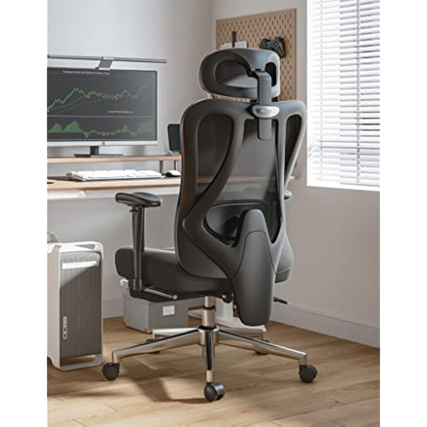 Hbada P3 Pro Ergonomic Office Chair with 2D Adjustable Lumbar Support, 3D Adjustable Headrest and Armrest, 135° Stepless Tilt Function, Black (with Footrest)