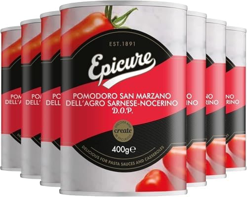 Epicure Tinned San Marzano Tomatoes, Delicious for Pasta Sauces & Casseroles, 400 g, (Pack of 12)