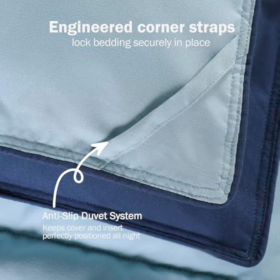 HIG 3 Pieces Navy Blue Coverless Duvet King - 240 x 220cm - Cassette Box Construction - Corner Duvet Tabs - Solid Reversible 10.5 Tog Comforter Set - 100% Down Alternative & Breathable Bedding