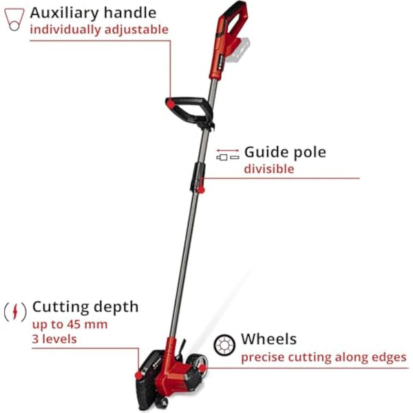 Einhell Power X-Change Cordless Lawn Edger - 18V, Lightweight Battery Grass Trimmer, 19cm Cutting Length, 3 Cutting Depths - GE-LE 18/190 Li Solo Electric Lawn Edging Tool (Battery Not Included)