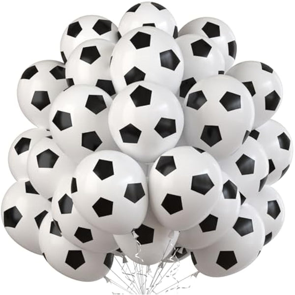 35 Pcs Football Balloons - Black & White Latex Birthday Balloons for Boys, Party Decor Supplies for Football Lovers