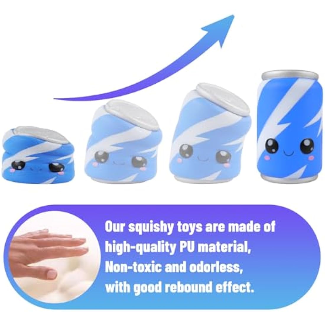 Anboor 4.7" Squishies Toy Blue Can Kawaii Soft Toy Slow Rised Squeeze Food Squishy Stress Relief for Kid Adult Toys Stocking Filler Gifts