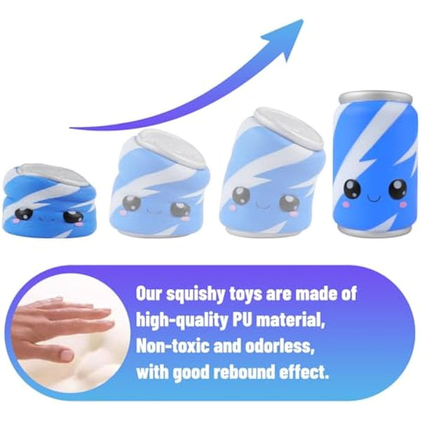 Anboor 4.7" Squishies Toy Blue Can Kawaii Soft Toy Slow Rised Squeeze Food Squishy Stress Relief for Kid Adult Toys Stocking Filler Gifts