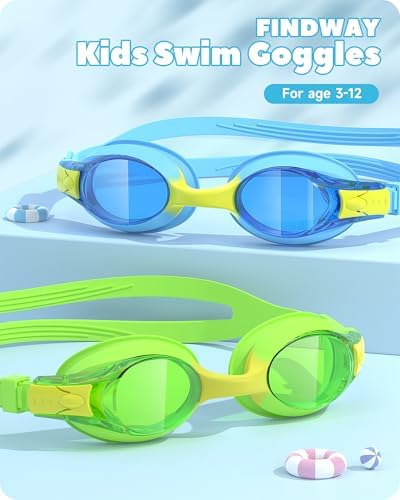 Findway Kids Swimming Goggles,Girls Boys Children Swim Goggles, Leakproof Anti Fog Lens Silicone Protection Swimming Goggles Kids for 3-14 Years Old