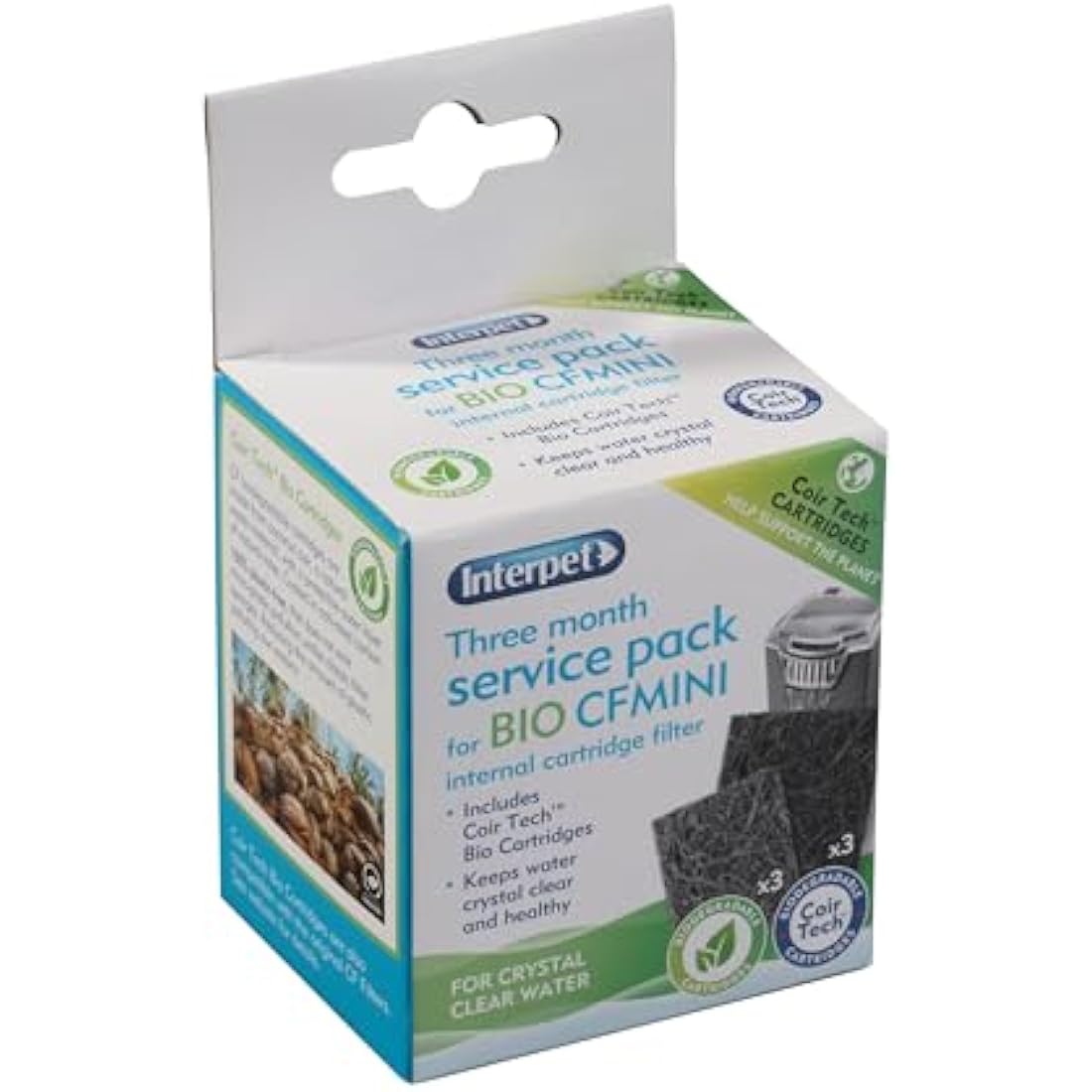 Interpet 3 Month Service Pack for the Interpet Internal Cartridge Filter BIO CF Mini (3 x Front Coir Tech Cartridge, 3 x Back Coir Tech Cartridge)
