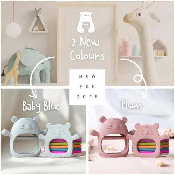 Infatot® Teething Toys for Baby Gifts – 2-Pack Koda Koala Teether Mitten Glove, Soothing Hand Teethers for Infants, Baby Toys 0-6 Months and Up, Newborn Essentials for Teething Relief, Jade Green