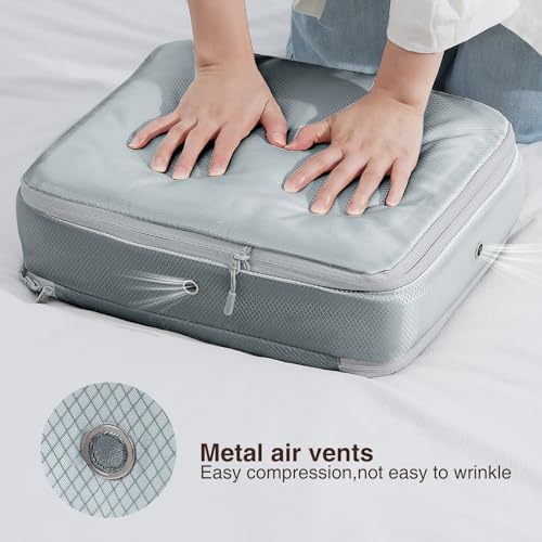 DIMJ 6 Pack Compression Storage Bags - Ultra Space Saving Self Compression Organizer with Zipper, Duvets Storage Organiser for Blanket, Clothing,