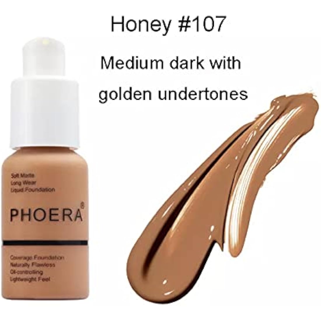 Aquapurity Phoera® Full Coverage Foundation Soft Matte Oil Control Concealer 30ml Flawless Cream Smooth Long Lasting (107 Honey)