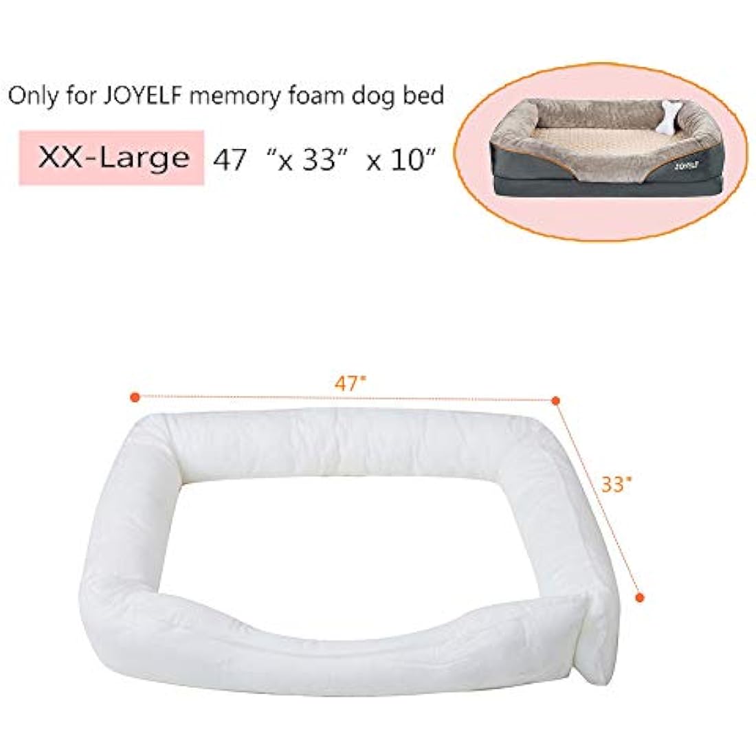 JOYELF Orthopedic Memory Foam Dog Bed Replacement Insert Stuffing Pillow - XXlarge