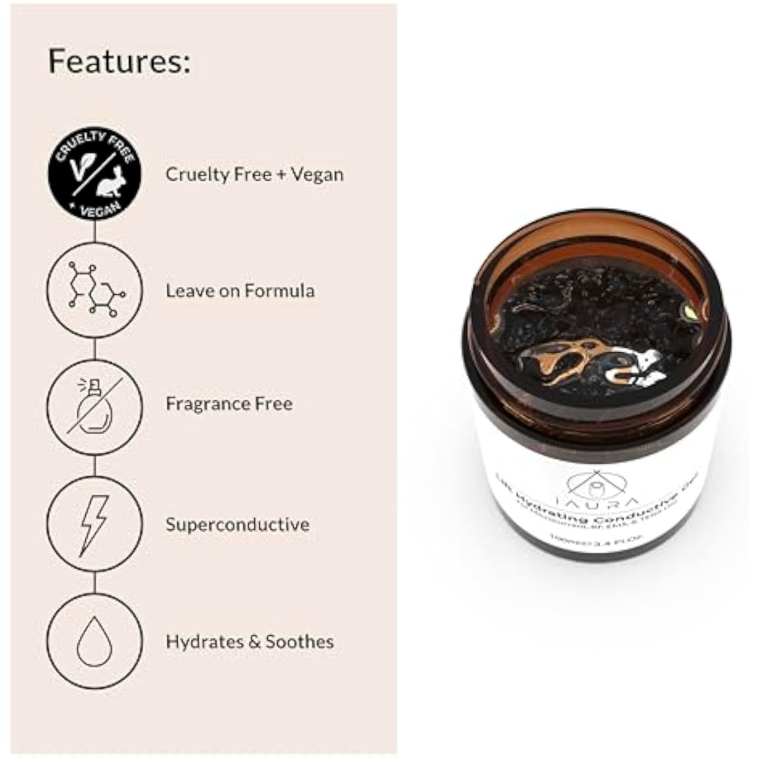 iAura Lift Hydrating Conductive Gel - For Microcurrent, RF, EMS, TENS & Ultrasound Use