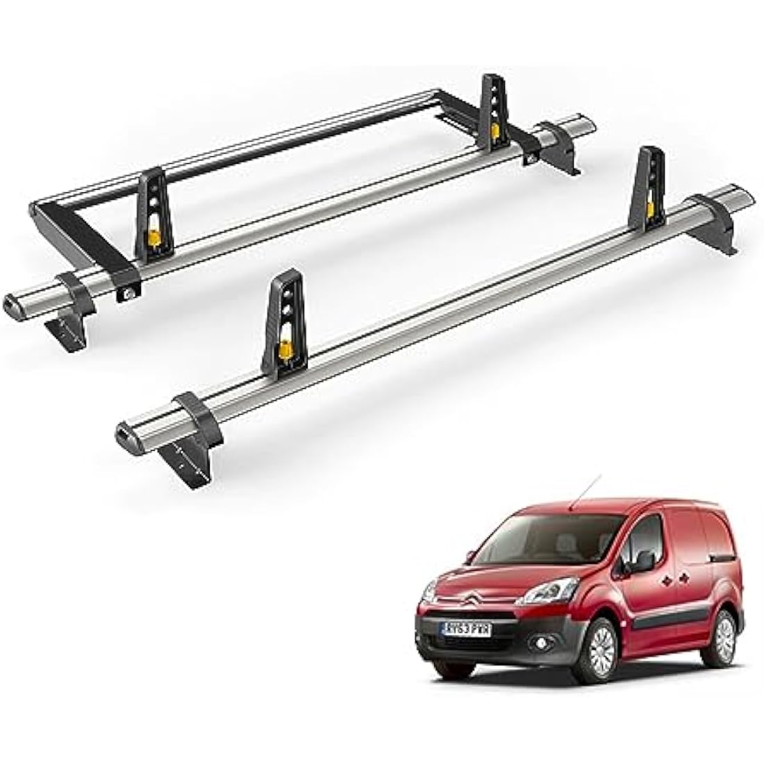 Van Guard Roof Rack for Citroen Berlingo (2008-2018) 2 Roof Bars + Rear Ladder Roller [Only Suitable for Short Wheelbase (L1) Not Suitable for Berlingo First Models] - Ulti Bar - VG271-2/VGR-13