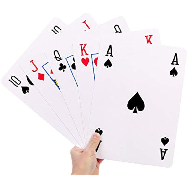 GrassVillage Jumbo A4 Playing Cards – Giant 28cm x 20cm Plastic Coated, Water Resistant Deck for Family Party Games, BBQs, Garden, Indoor & Outdoor Fun, Christmas & Events