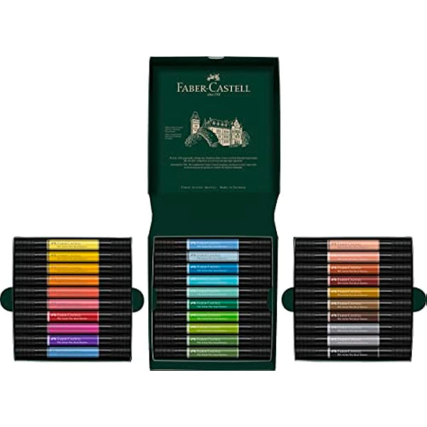 Faber-Castell Art & Graphic Pitt Artist Pen Dual Marker India Ink, Multicoloured, Wallet Of 30, For Art, Craft, Drawing, Sketching, Home, School, University, Colouring