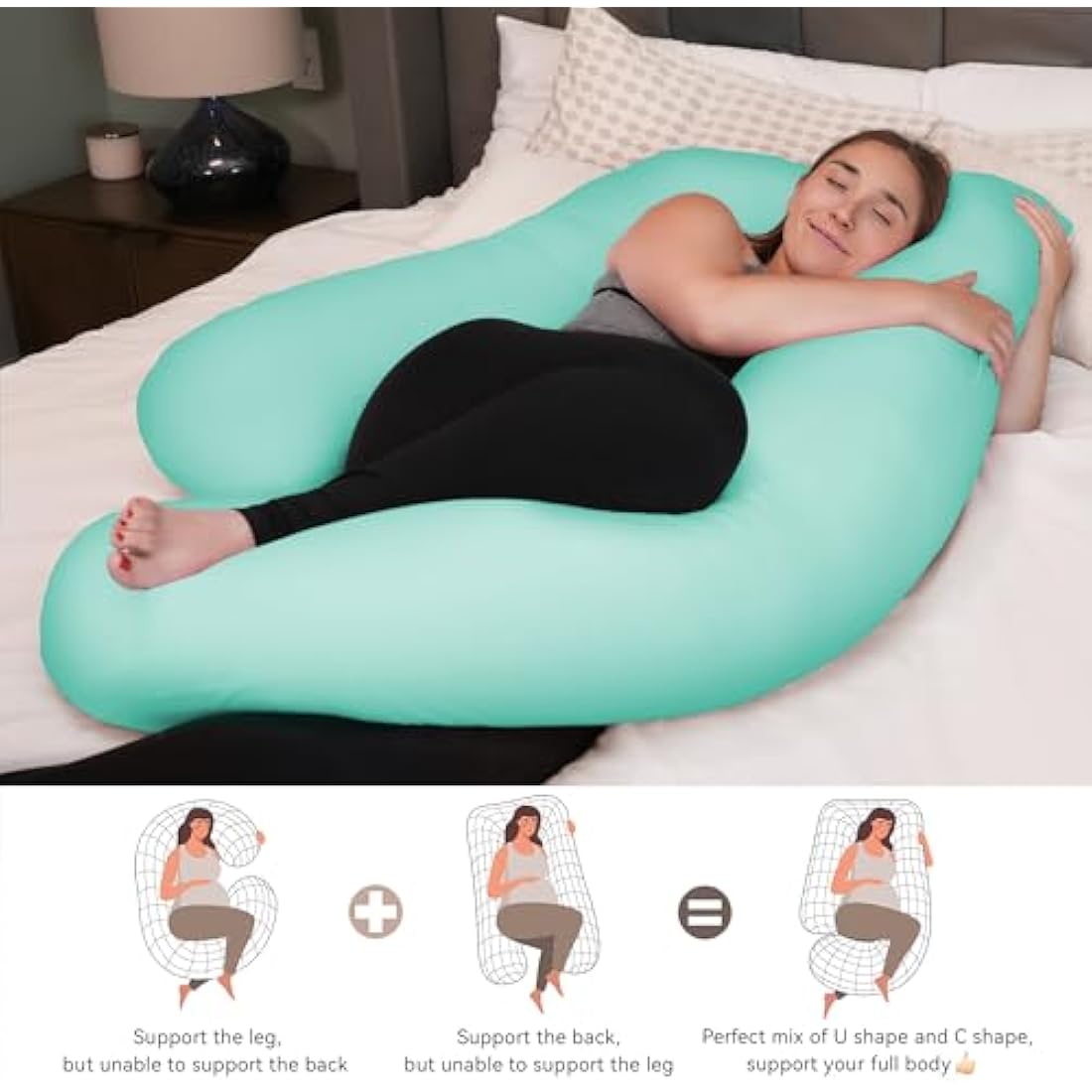 PinkFoggie Cooling Pregnancy Pillow,U Shaped Full Body Pillows for Sleeping Support, 57 Inch Maternity Pillow for Pregnant Women with Cooling Silky Cover,Buttery Soft,Super Breathable for Hot Sleeper