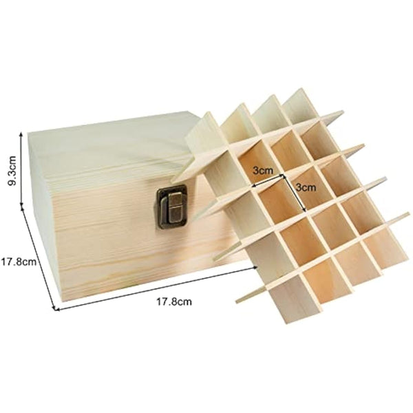 Essential Oil Storage Box Wooden Essential Oils Display Organizer 25 Slots Stand Holder for 15 ml Bottles Nail Polish Collection With Lid