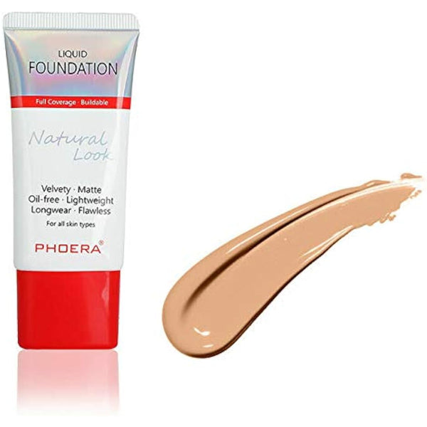 AQUAPURITY PHOERA Full Coverage Foundation New Formula Waterproof Long Lasting Oil Free Velvet Matte Liquid Foundation for Oily Skin Flawless Makeup Base Cream Concealer (104 Buff Beige…)
