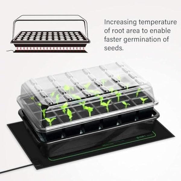 LERWAY Seedling Heating Mat Plant Warming Mat Waterproof Greenhouse Heating Pad 21W for Propagation Germination Tray Hydroponic Terrarium Reptile Amphibian Heat Mat 25.4cm*50.8cm (25.4 * 50.8cm x 2)