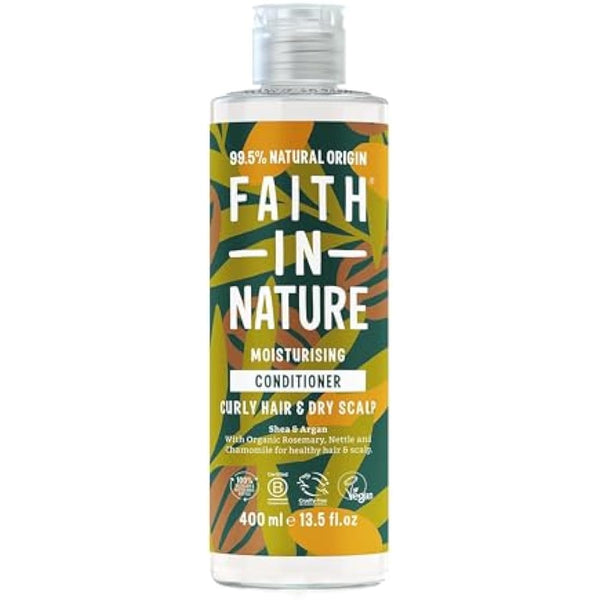 Faith In Nature Natural Shea & Argan Conditioner, Moisturising for Curly Hair & Dry Scalp, Vegan & Cruelty Free, No SLS, Silicones or Parabens, 400ml
