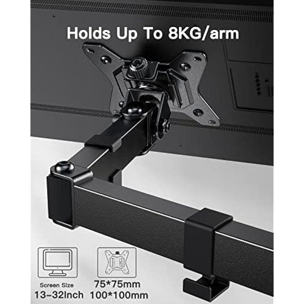 ErGear Dual Monitor Stand for 13”- 32” Screen, Freestanding Dual Arm Desk Mount with Sturdy Base, Adjustable Double Monitor Stand Hold 8KG/Arm