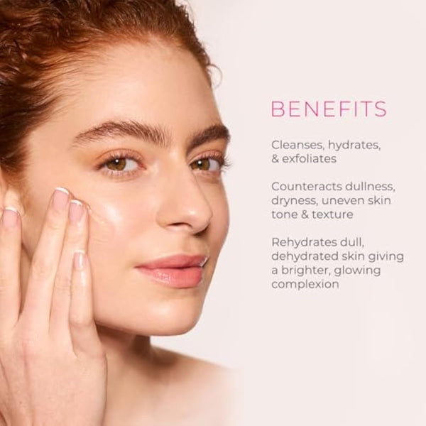 Ella & Jo Brighten & Glow Hydrating Exfoliating Cleanser - Gentle Daily Face Exfoliator with Pumpkin Enzyme, Vitamin A, E, and Omega 6 for a Brighter, Glowing, Hydrated, and Smoother Appearance