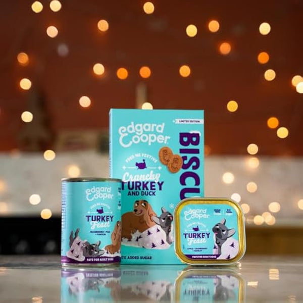 Edgard Cooper Dog Treats, Grain Free, Festive Feast, Fresh Duck & Turkey, High Protein, Natural Ingredients, 400g x7