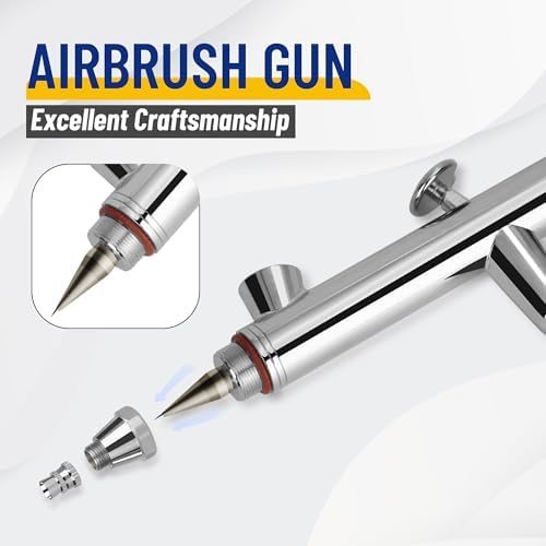 Fengda Airbrush FE-183K Precision Dual Action Airbrush Set for Gravity Feed with 3 Cup Sizes and 3 Nozzles (0.3, 0.5 and 0.8mm)