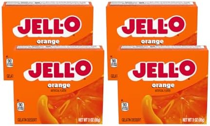 Jell-O Gelatin Dessert 3 Ounce Boxes Pack of 4 (Orange)