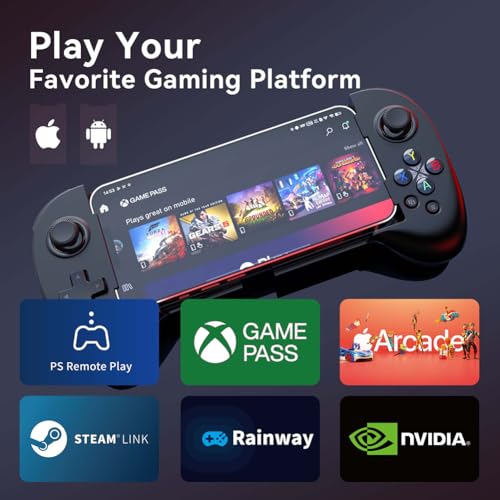 ShanWan Mobile Gaming Controller for Android/iOS, Phone controller for iPhone15, Bluetooth connection, PS Remote Gaming Xbox Cloud Steam Link GeForce NOW MFi Apple Arcade Gaming