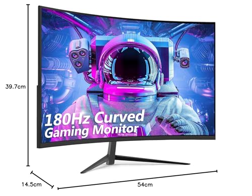 Z-Edge 24 Inch Curved Gaming Monitor 180Hz 1ms MPRT, 16:9 Full HD 1080P LED Monitor, VA Panel, 300cd/m² Brightness, FreeSync, HDMI & DisplayPort - Black