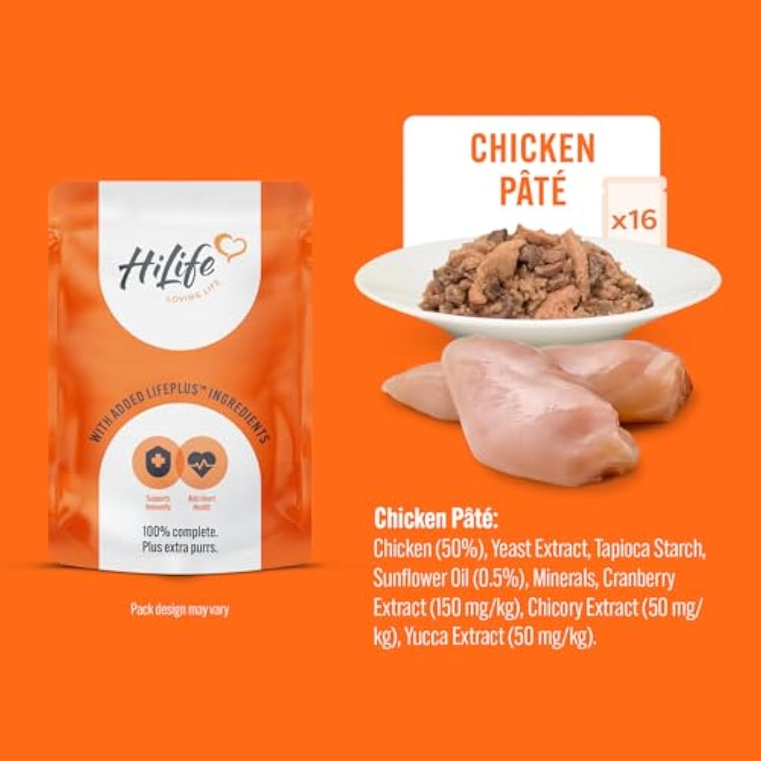 HiLife Kitten Wet Cat Food, Mixed Chicken & Tuna Pate Recipes, Complete Cat Food Pouches for Kittens 1 - 12 Months, 100% Natural & Grain Free (32 x 70g Pouches)