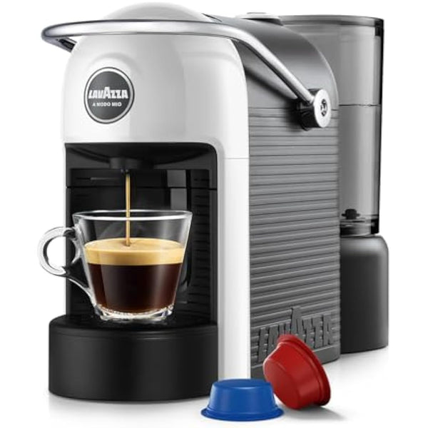Lavazza, A Modo Mio Jolie EVO, Coffee Capsule Machine, Made from 36% Recycled Plastic, Compatible with A Modo Mio Pods, with Removable Cup Rest, Automatic Shut-Off, 1250 W, 220–240 V, 50–60 Hz, White