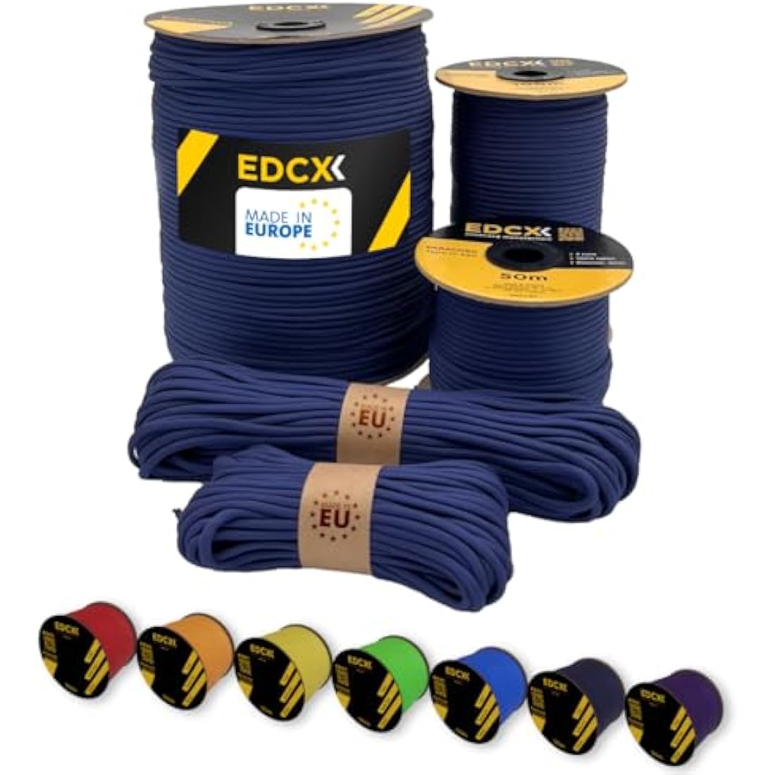 EdcX Paracord 4mm, 35+ Solid Colors (10m, 15m, 30m, 50m, 100m, 300m) | Ideal for Crafting, DIY, Camping, Survival, Outdoor | 100% Nylon Rope 4mm | Tactical Cord 550 Type III