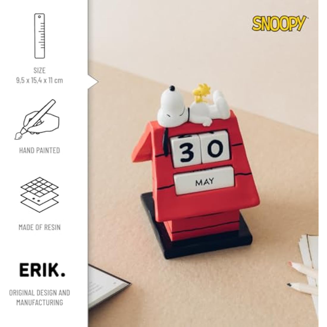 Grupo Erik Perpetual Calendar - Snoopy Merchandise | Desk Calendar, Home Office Desk Accessories, Home Decor Accessories | Peanuts Snoopy Gifts For Dog Lovers