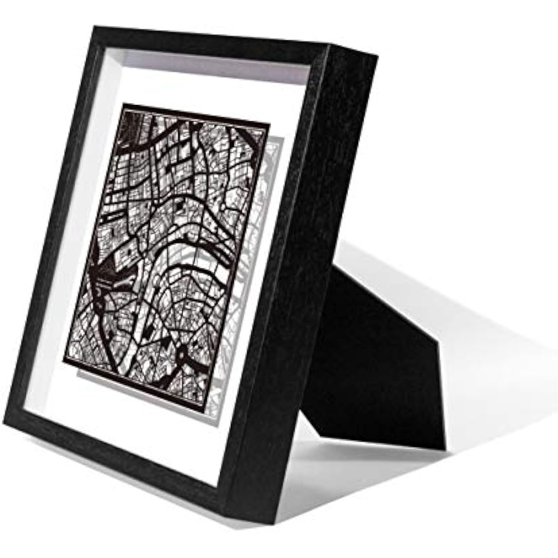 O3 DESIGN STUDIO London Paper Cut Map framed, Black map, Black frame, 9x9 inches, Gift Boxed, 2 background color, self-changing, Paper Art