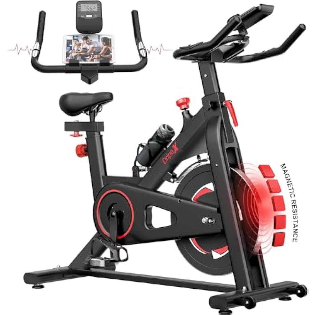 Dripex Exercise Bike for Home Use ,Super Quiet Magnetic Resistance Indoor Cycling Stationary Bike With LCD Momitor & Tablet Holder, Gym Bike for Home Training Cardio,150kg Capacity