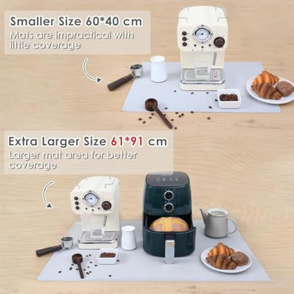 36.2" x 24" Extra Large Silicone Mat for Epoxy Resin, Nonstick Silicon Mats for Crafts Jewelry Casting, Non-Slip Kitchen Table Placemats for Countertop Protector Heat Resistant by Foepoge, Grey