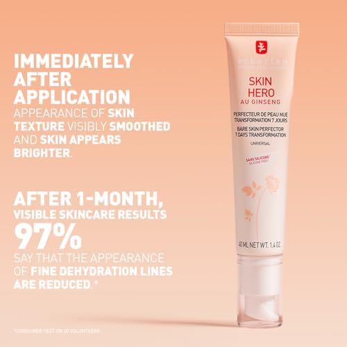 Erborian Skin Hero with White Ginseng - 7 Day Nude Skin Perfecting Untinted Face Care with Hyaluronic Acid - Korean Cosmetic Face Care