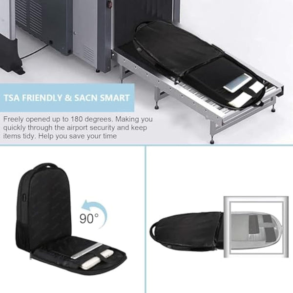 MATEIN Travel Laptop Backpack 17.3 Inch Large Computer Backpack Stylish Business Bag Men with USB Charging Port Water Resistant College Rucksack Unisex Lightweight computer Rucksack Daypack, Black