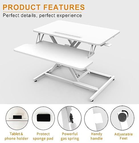 ERGOMAKER Standing Desk Converter, 26"/64cm Wide Height Adjustable Quick Sit to Stand Up Desk Riser for Dual Monitor