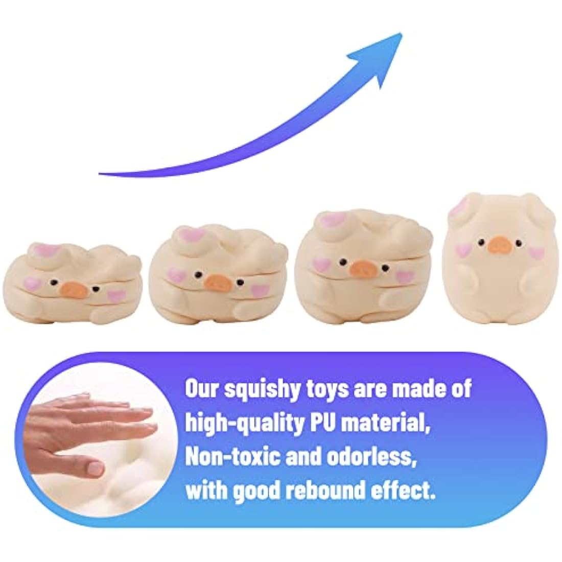 Anboor 11cm Squishies Toy Pig Shy Kawaii Squishy Animals Toy Soft Slow Rising Squeeze Pig Squish Stress Relief for Children Adults Toys