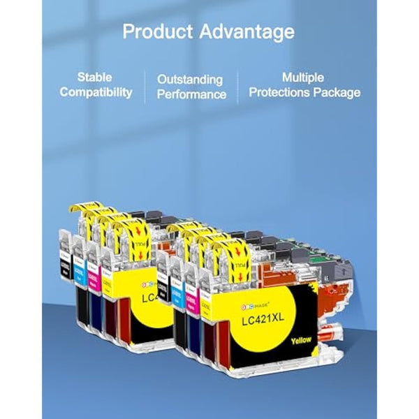 GPC Image LC421XL Compatible Ink Cartridges for Brother LC421 XL LC-421XL Multipack for Brother DCP-J1050DW DCP-J1140DW MFC-J1010DW (2 Black, 2 Cyan, 2 Magenta, 2 Yellow, 8-Pack)