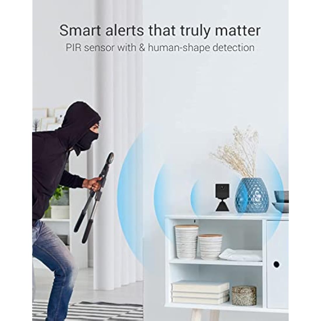 EZVIZ Mini Battery Camera Indoor, No Plug-in, with Audio Video, APP Control, Camera Wireless 2.4Ghz Wifi, Human Motion Detection, Night Vision, Two Way Audio, Magnetic Mount, Google Alexa Control(BC2)