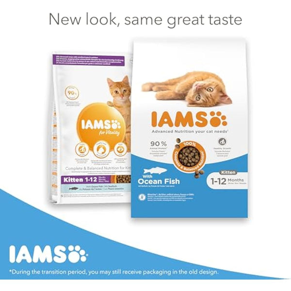 IAMS Kitten Complete Dry Cat Food Ocean Fish 10kg - For Healthy Growth